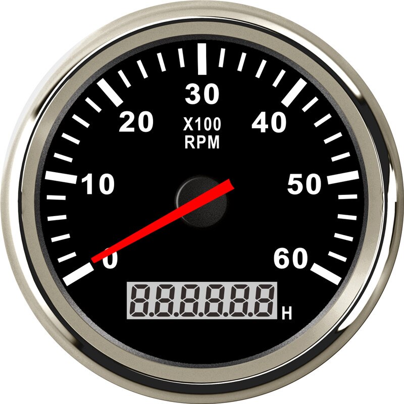 8000 rpm Drehzahlmesser Stiefel Auto Marine Tacho Meter mit LCD Betriebsstundenzähler Auto-Tachometer mit verrotten hintergrundbeleuchtung 12V Stiefel zubehör Marine: BS 6000 rpm