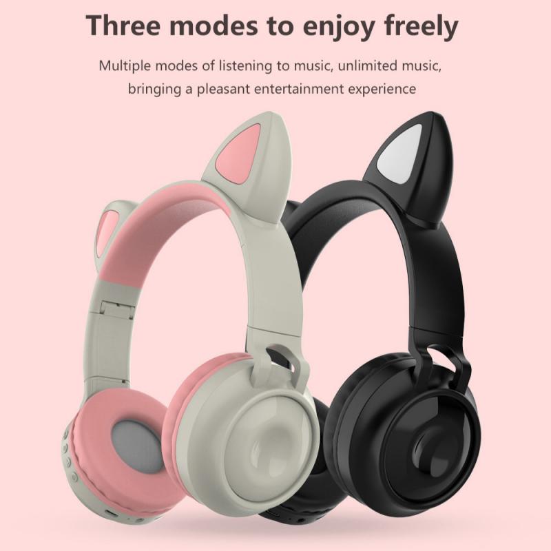 Cat Ear Wireless Headphones - Bluetooth 5.0 - Hifi Stereo Music Headset with Mic - Active Noise Cancelling