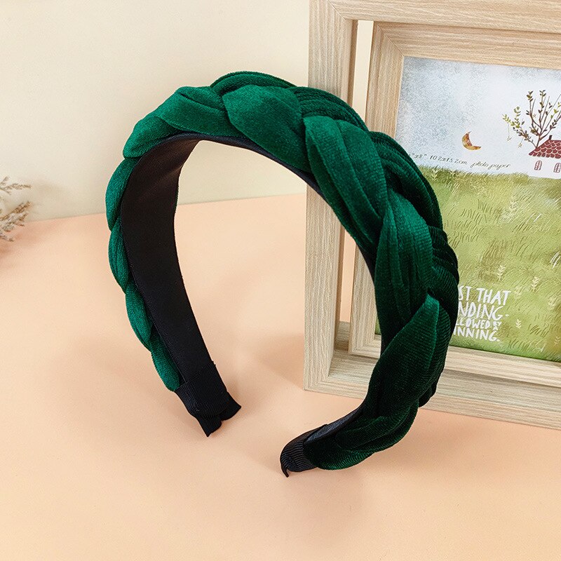 Nova moda feminina bandana larga lateral hairband cruz nó trança adulto turbante macio flanela acessórios de cabelo: as picture 1