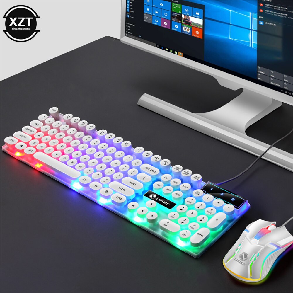 Limei – ensemble clavier et souris Gtx300, rétro, Punk, rétro, jeu rétroéclairé, Suspension filaire USB