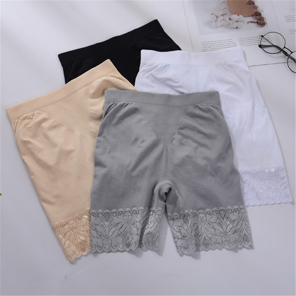 Encaje 28cm largo Braga pantalón de protección bajo falda pantalones de seguridad corto dentelle calzoncillos de encaje banda elástica mutande donna short