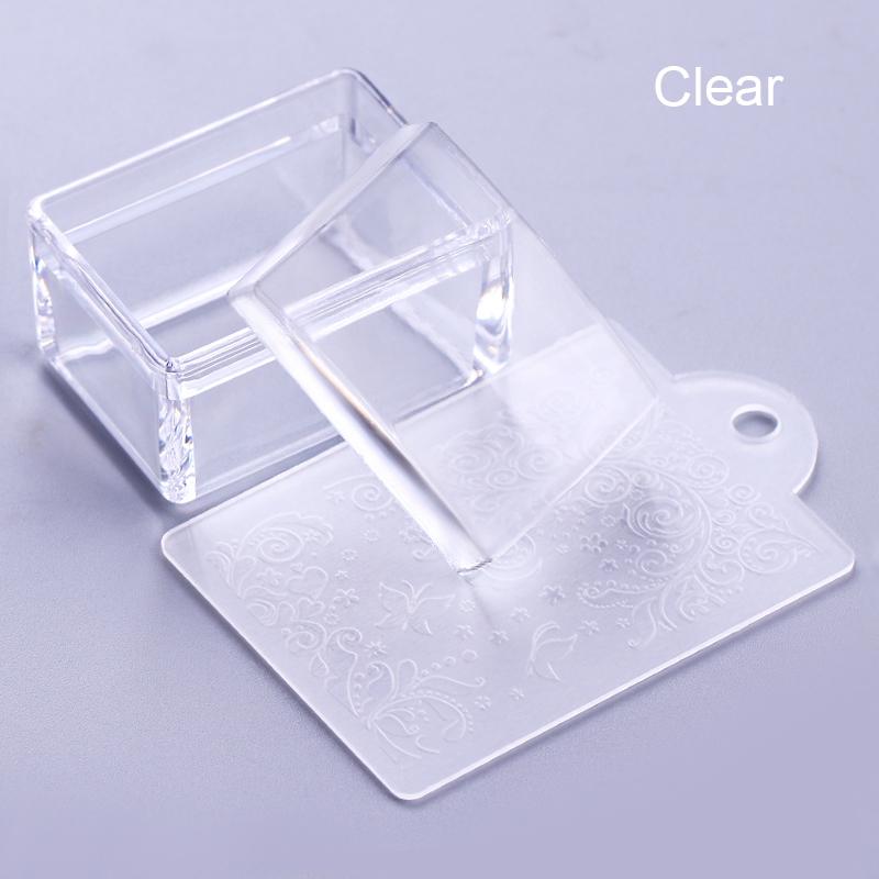 1Pc ongles Art modèles clair gelée Silicone ongles estampage plaque grattoir avec capuchon Transparent ongles Stamper ongles Art outils: Pattern 17