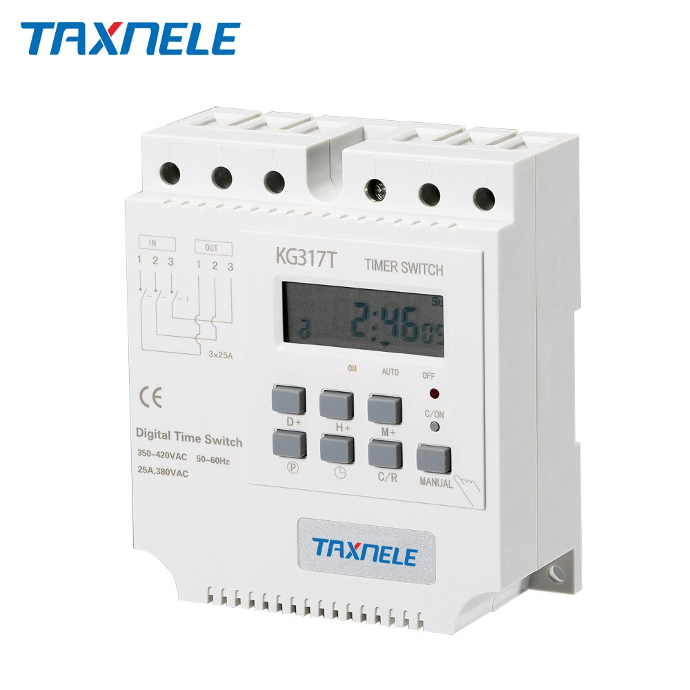 Taxnele goede kredietwaardigheid  kg317t 380v 25a 16a drie 3 fase timer driefase motor timing controle schakelaar 16 keer aan / uit