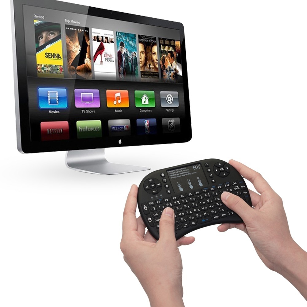 Rii i8 + Russische Bluetooth kabellos Mini Tastatur Lithium-batterie hintergrundbeleuchtung Luft Maus Fernbedienung Touchpad Mini PC, TV Kasten