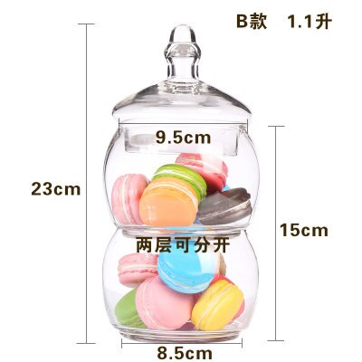 Nordisk glas slik krukke stor opbevaringsflaske hjem gennemsigtig glas opbevaring krukke med låg bryllup dessert bord dekoration krukke: 1 stk-b