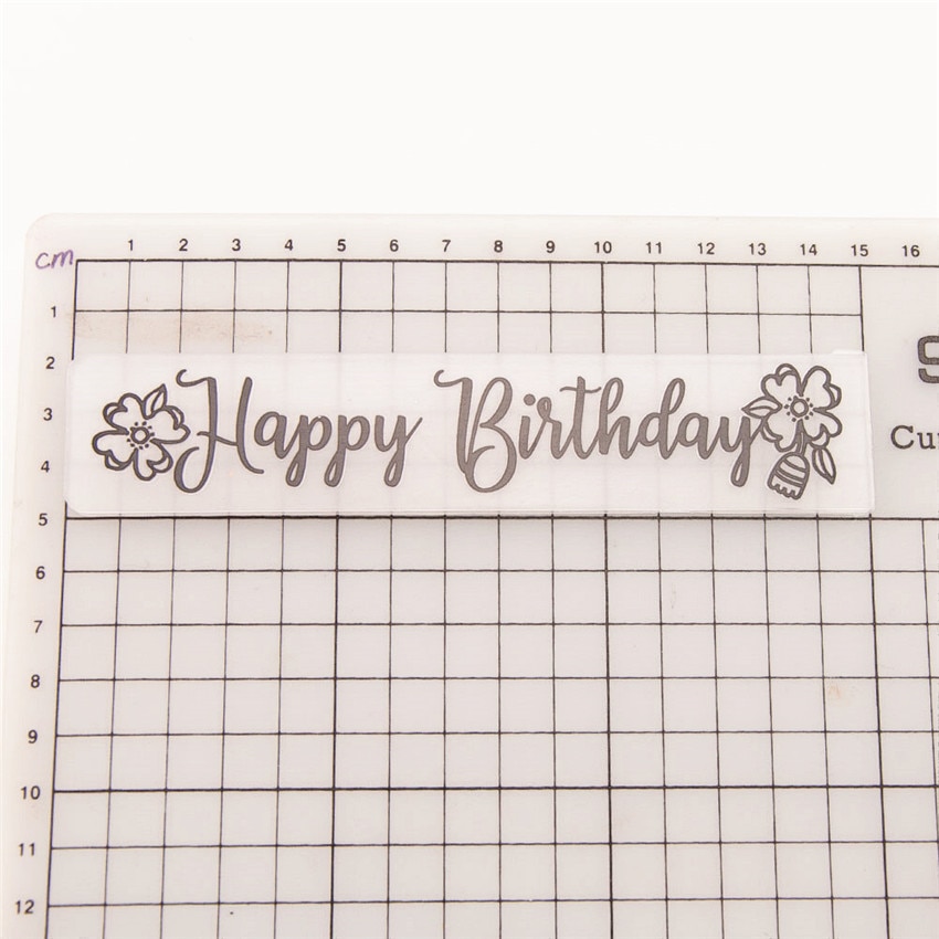 15x3cm Happy birthday Embossing folders Plastic For Scrapbooking DIY Template Fondant Cake Photo Album Card Making