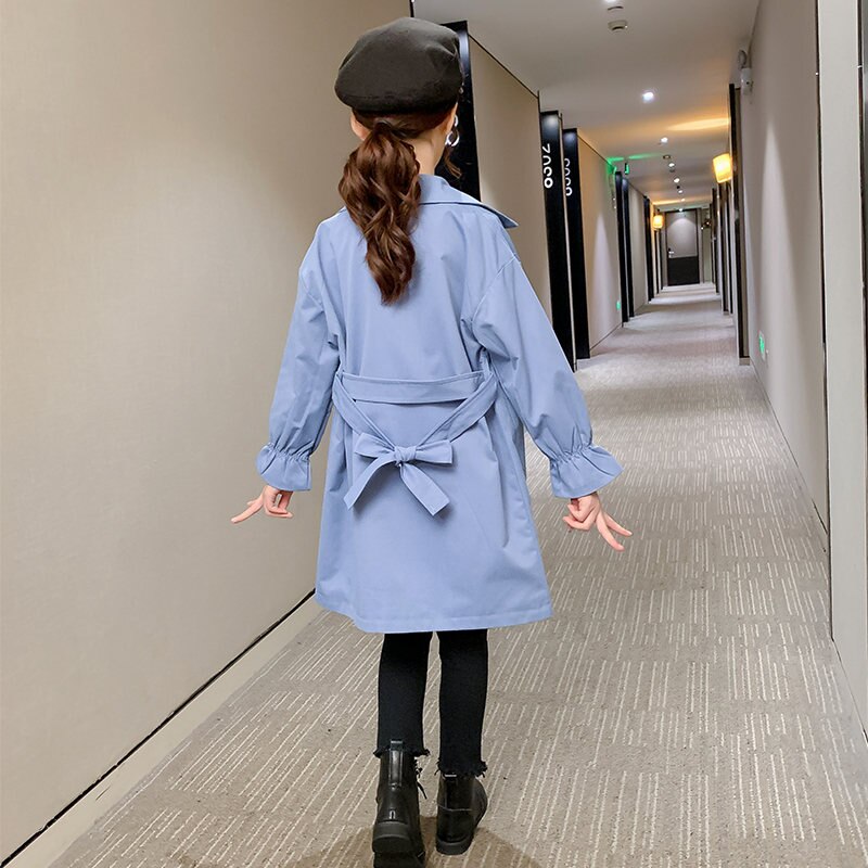 Long Style Teenager Clothes Girl Kids Trench Coat Spring Autumn Windbreaker Jacket for Girls Age 4 5 6 7 8 9 10 11 12 13 14 Year