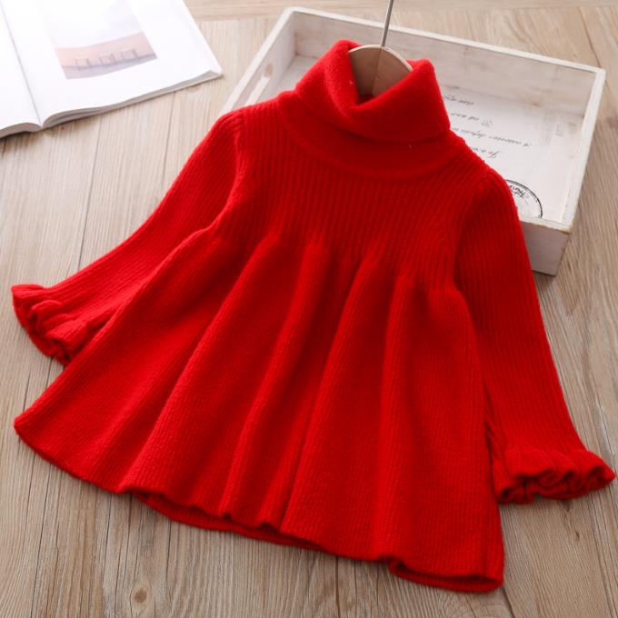 Baby Mädchen Pullover Kleid herbst winter Säuglings Kleinkind Neugeborenen Shirt für mädchen Kid prinzessin Strickwaren Weihnachts dicke Tops Kleider: red / 12m