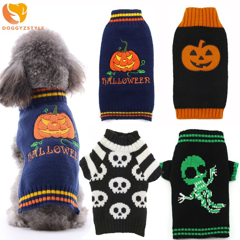 Cute Pumpkin Dog Sweater Halloween Pet Clothes for Dog Cat Party Costume Puppy Jumpers Dog Knitwear Chihuahua Apparel