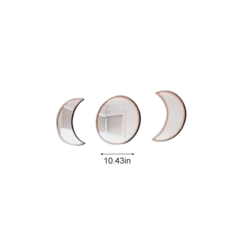 5pz / 3pz Stile Nordico di Legno Specchio Decorativo Luna fase Autoadesivi Della Parete Dello Specchio telecamera Da Letto Acrilico Specchio Decorativo FAI DA TE specchi: 3pezzi colore del legno