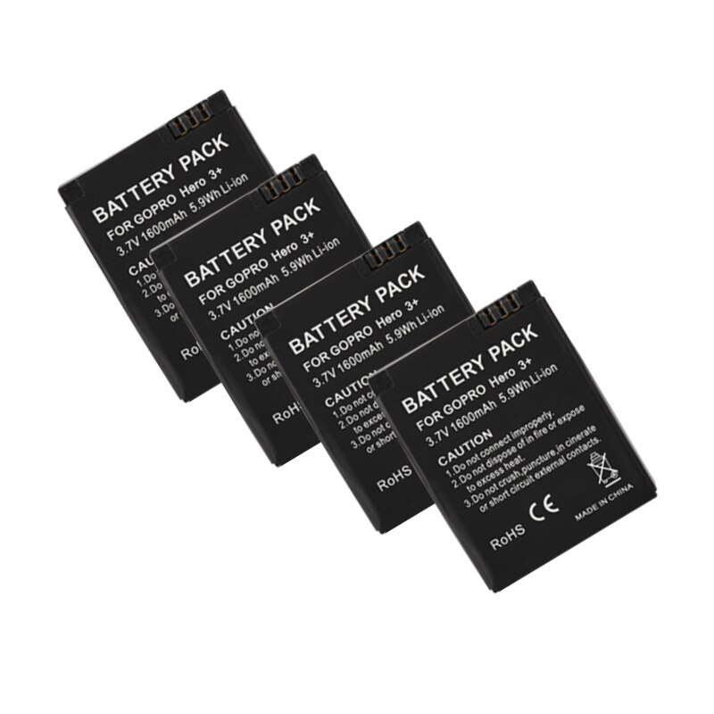 Batería de 201 mah para cámara GoPro, 301, 1600, 201, HD, HERO3, Hero 2, AHDBT-201, AHDBT-301, AHDBT-302: 4Battery