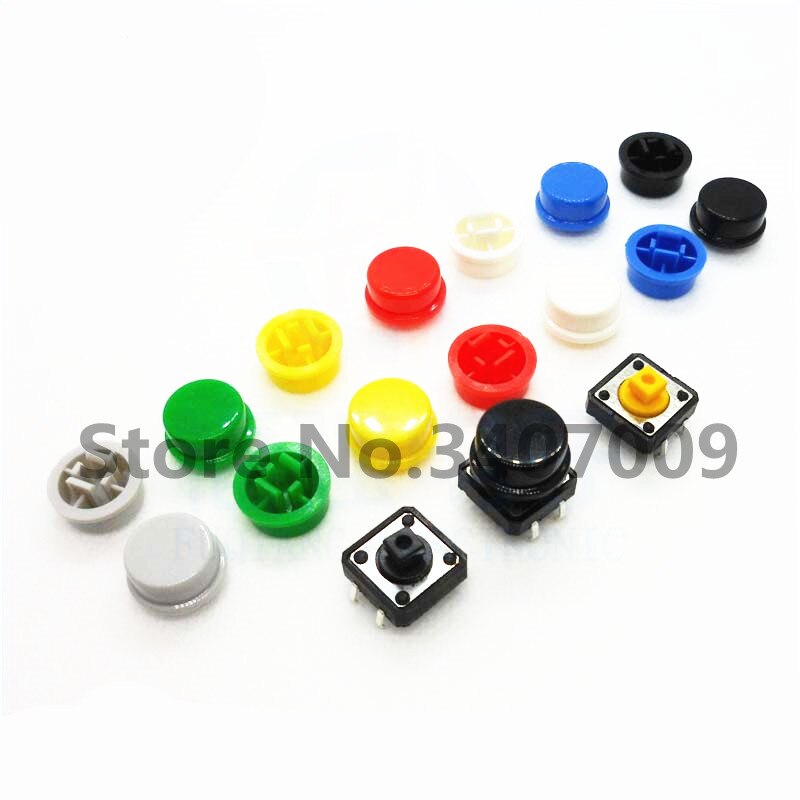 50pcs Round Tactile Button Caps Kits 9.58*5.1mm for 12*12*7.3mm Micro Tact Switch For Arduino