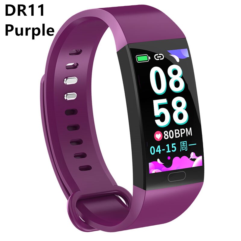 Smart Bracelet Waterproof Sport Health Smart Band Heart Rate Monitor Blood Pressure Fitness Tracker Watch PK Mi Band 3 4: DR11 Purple