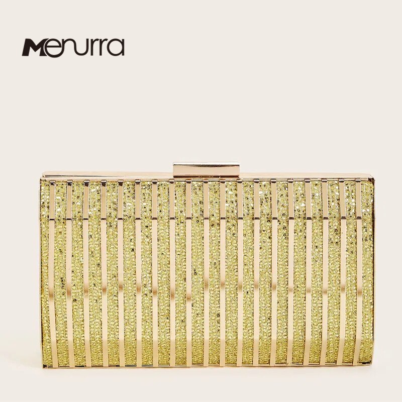 Bolso de mano dorado para mujer, bolsa de noche con jaula hueca, bolso de mano para boda, , baile de graduación