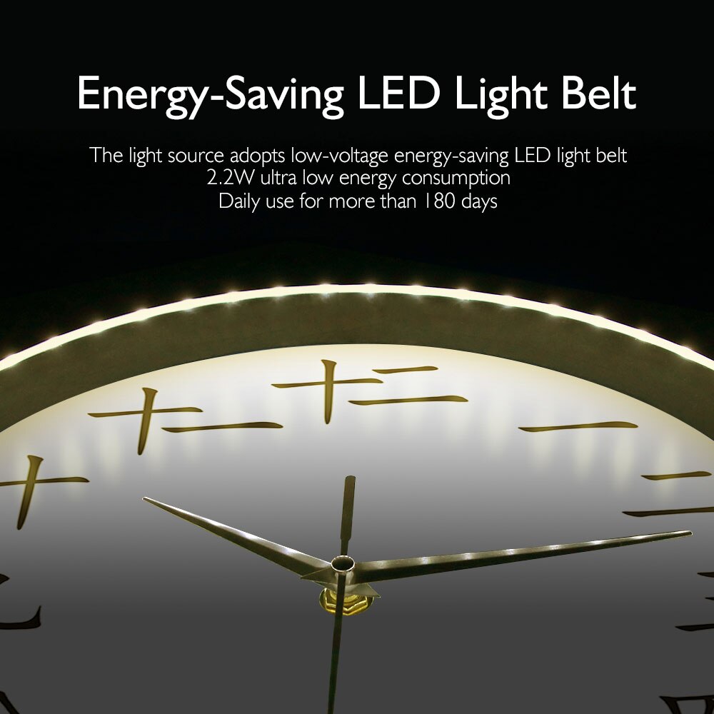 Chinese Numbers Night Light Wall Clock China Mandarin Modern LED Lighted Wall Clock Sound Control Smart Silent Wall Watch