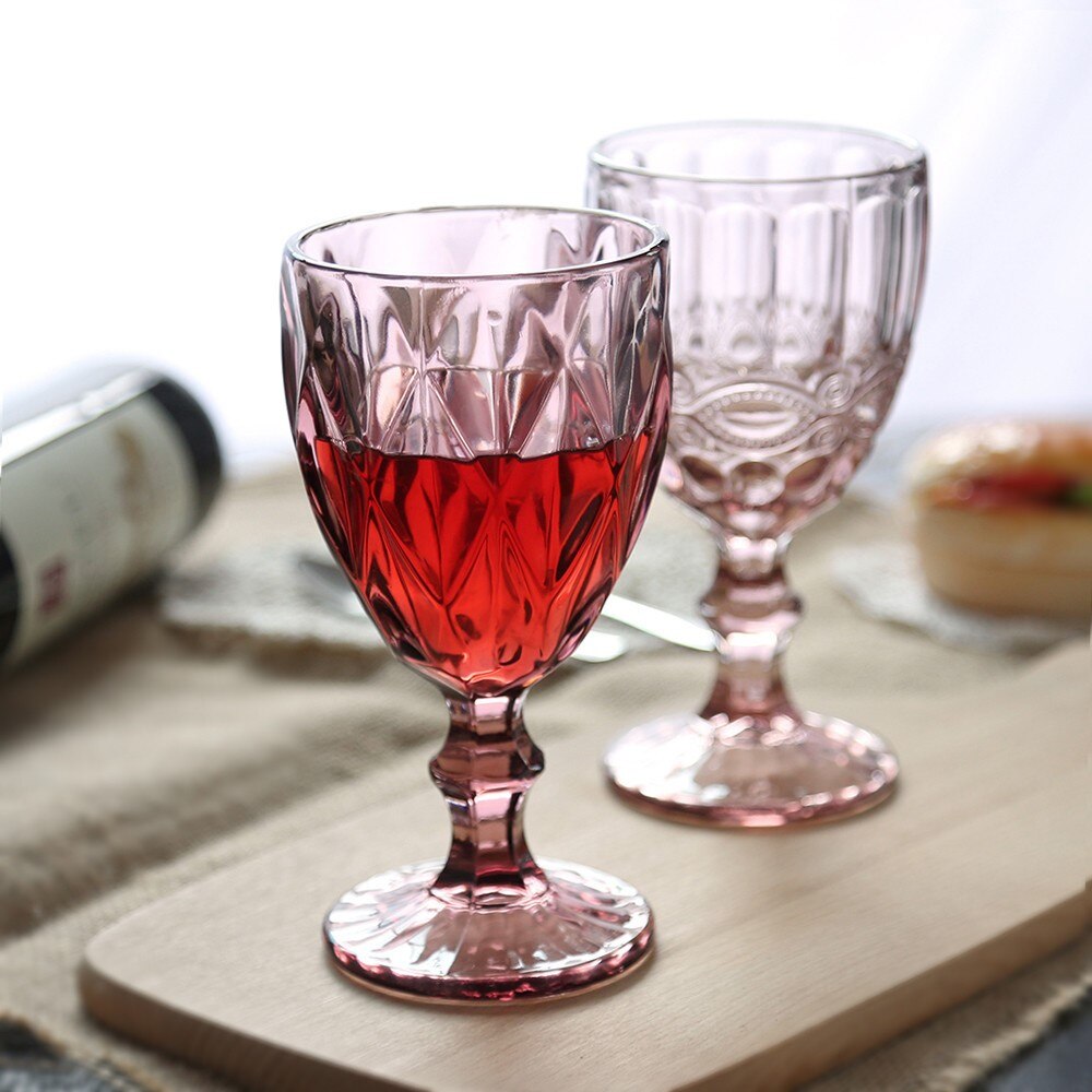4 st/set multicolor ristade röda vinglas retro präglade whiskykoppar bröllopsfest champagne flöjter bar restaurang drinkware