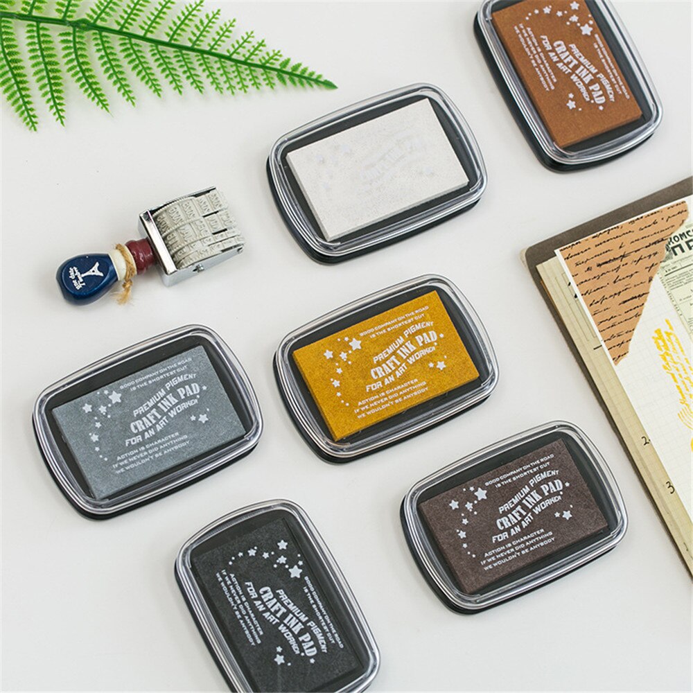 1 unidad de almohadilla de tinta dorada de Color puro rectangular Vintage, almohadilla de tinta de sello DIY de tamaño grande, almohadilla de tinta de 67*100mm, Papelería, Material Escolar, suministros de oficina