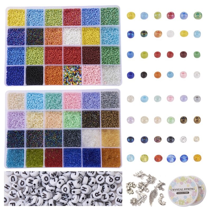 L93F Beads Jewelry Making Kit Beads for Bracelets Craft and Art Glass Alphabet Letter Bead for DIY Arts and Crafts: Default Title