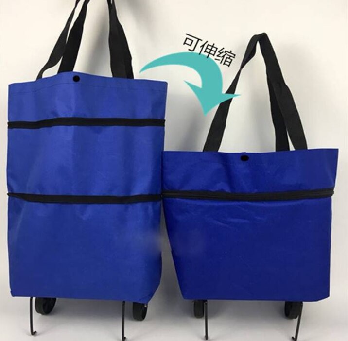 Bærbar sammenklappelig købmand indkøbspose indkøbspose miljøbeskyttelse taske håndtaske bugsertaske stor kapacitet hjem: D