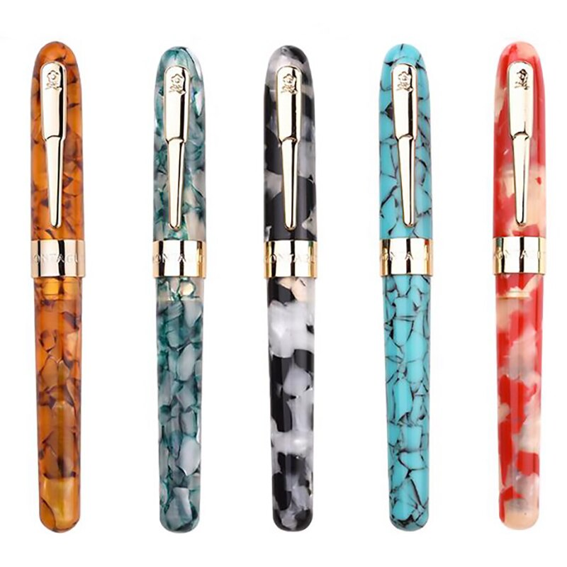 Montagut celluloid mini fyllepenn fargerik lommestørrelse gylden klips iridium finne nib 0.5mm skrivepenn