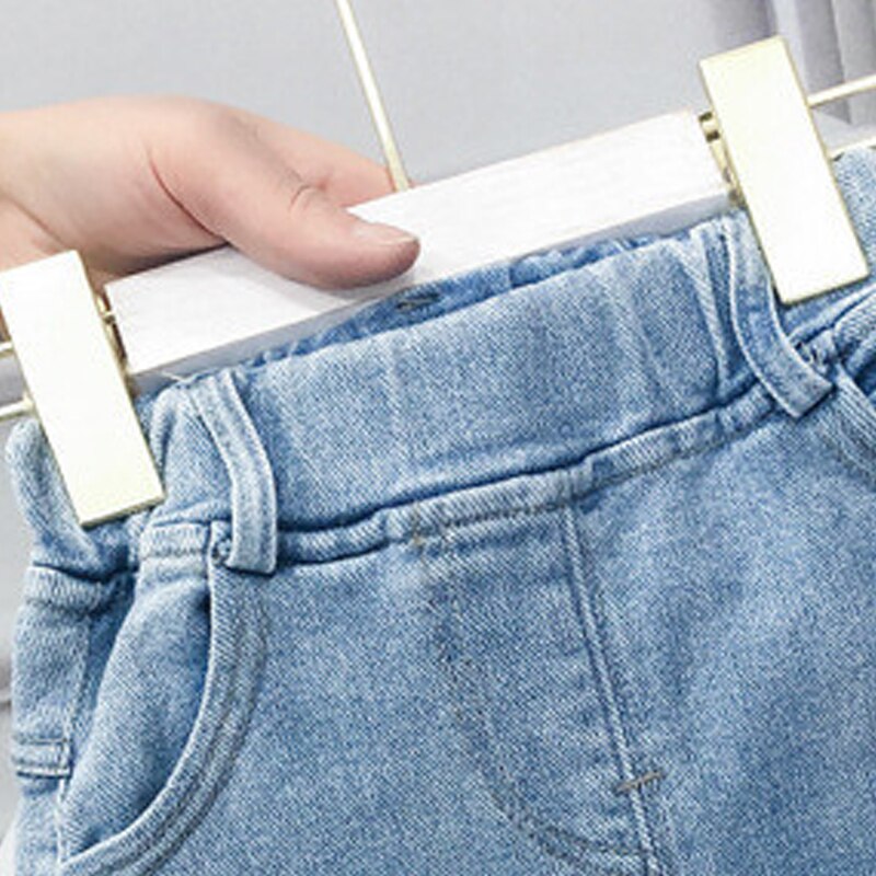 Bjørneleder børn jeans efterår forår piger drenge casual jeans løse bukser børn dejlige hjerte mønster leggings 2 6y