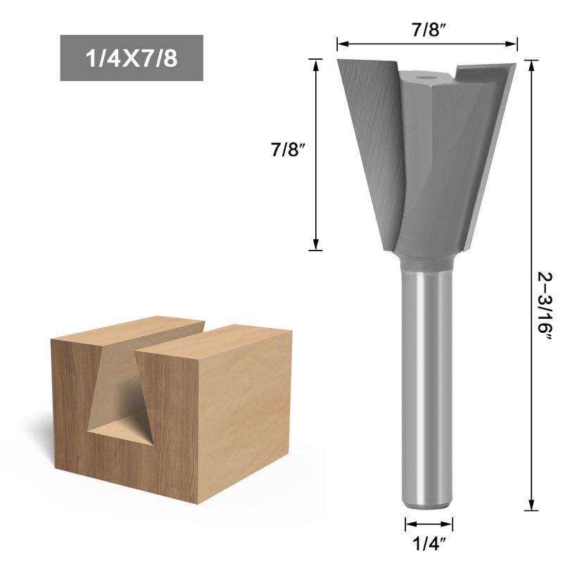1Pc 6.35Mm 12.7Mm Schacht Hout Cutter Zwaluwstaart Frezen Voor Hout Tungsten Graveren Tool Frezen: NO6