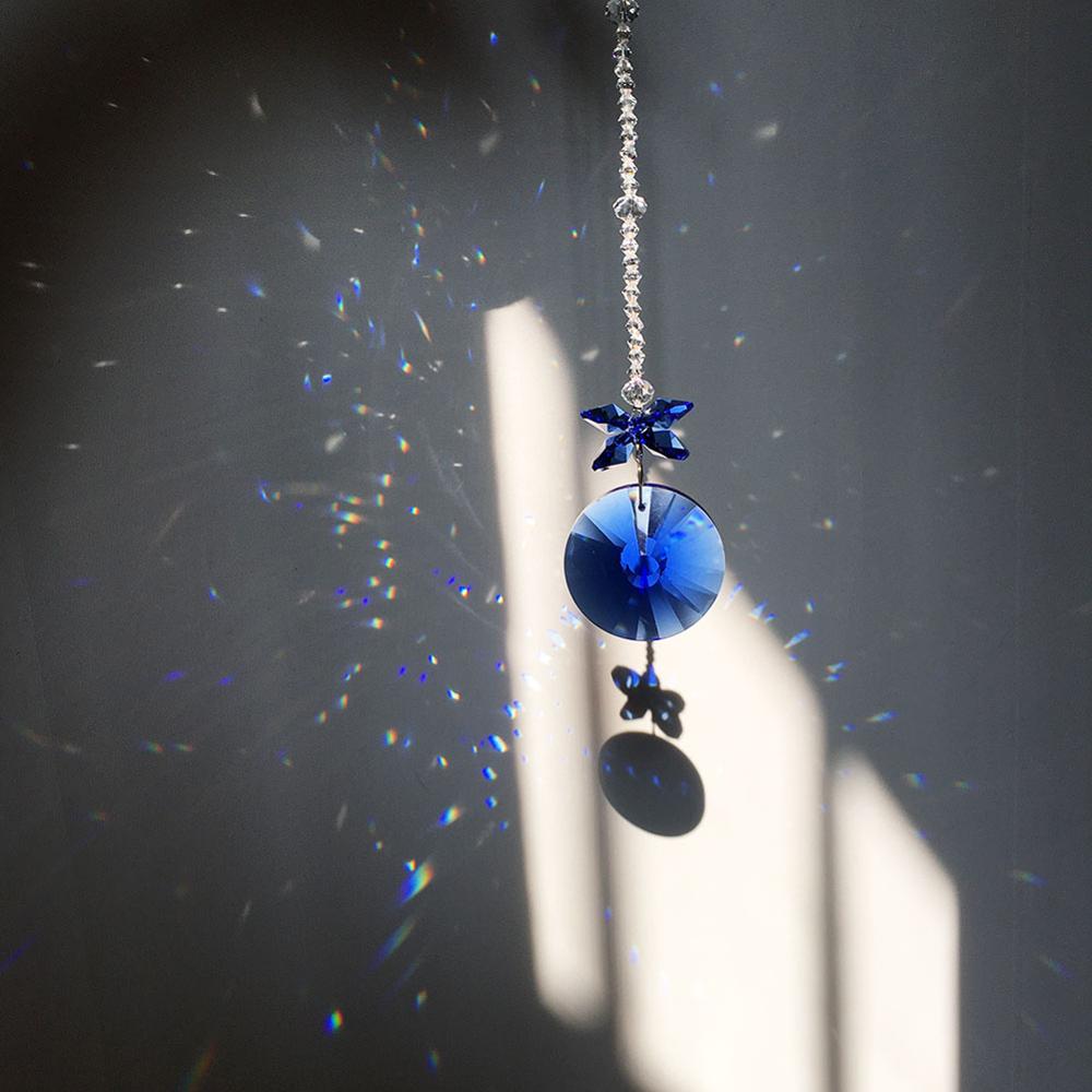40mm Round Crystal Suncatcher Rainbow Maker Window Hanging Ornament Christmas Home Wedding Garden Decoration: Blue