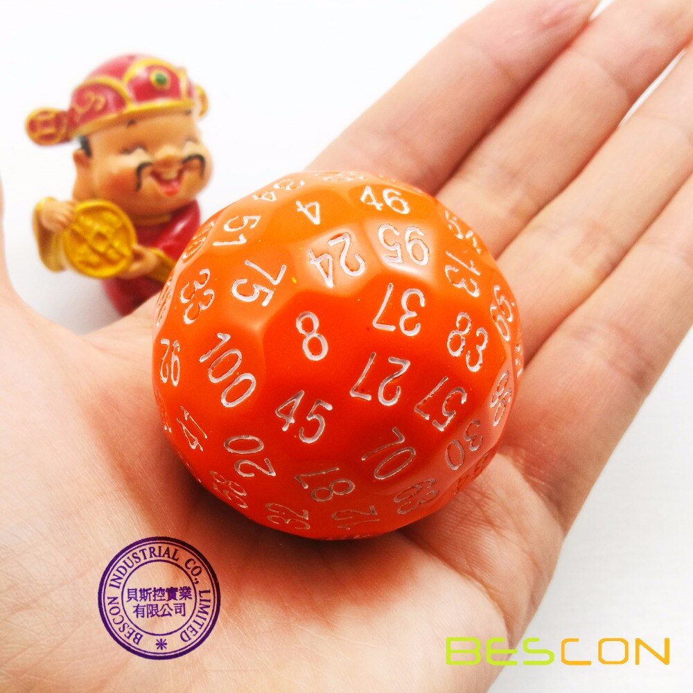 Bescon dados poliédricos 100 lados dados, D100 troquel, Cubo de 100 caras, dados de juego D100, Cubo de 100 caras de Color naranja