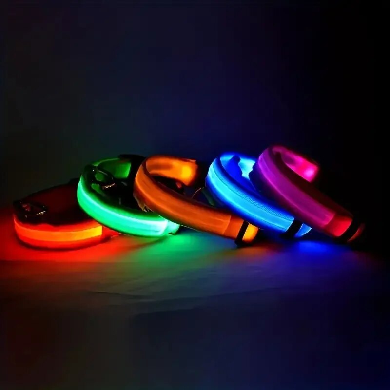 Nylon LED Nacht Sicherheit blinkende glühen in das dunkel Hundeleine Hunde leuchtende fluoreszierende Haustier Hundehalsband