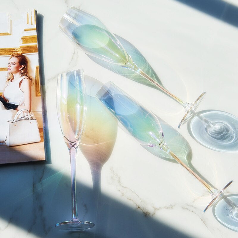 Coupe de vin en verre arc-en-ciel | Coupe de champagne, gobelets de Cocktail, verres de vin pour boire du vin pour mariage, home Bar hôtels verres