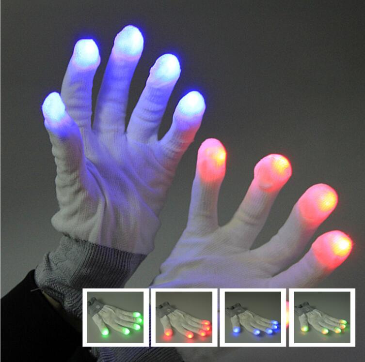 Unisex Women Flash Light Up Ski Night Gloves Mittens Sport LED White Gloves