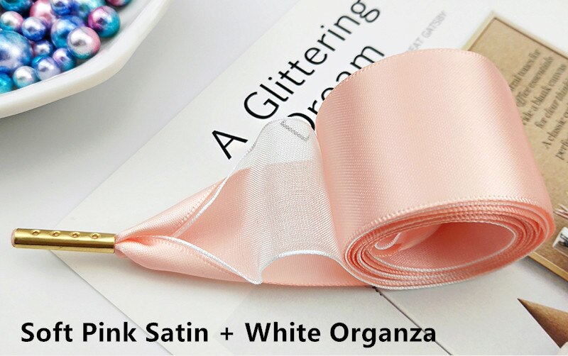 Boutique Schnürsenkel 19 Farbe 3,2 cm Breite Doppel Satin Organza Schnürsenkel Schöne Spitze Verbreitert Freizeit Sport Schuhe Schnürsenkel: Soft Pink White