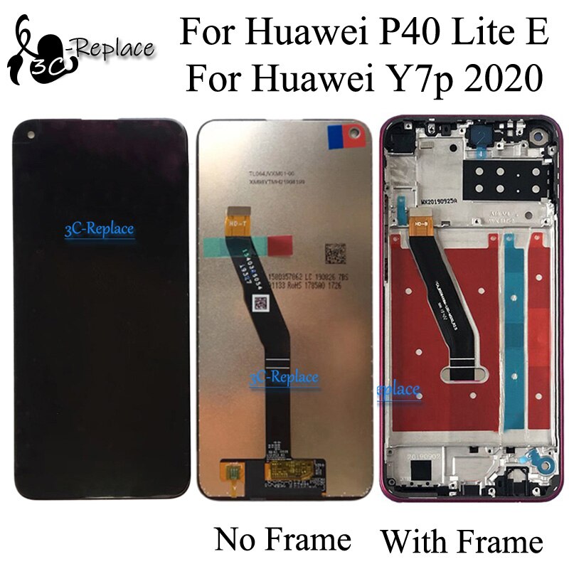 Noir 6.39 pouces pour Hua wei P40 Lite E ART-L29 / Y7p ART-L28 LCD écran tactile numériseur assemblée avec cadre