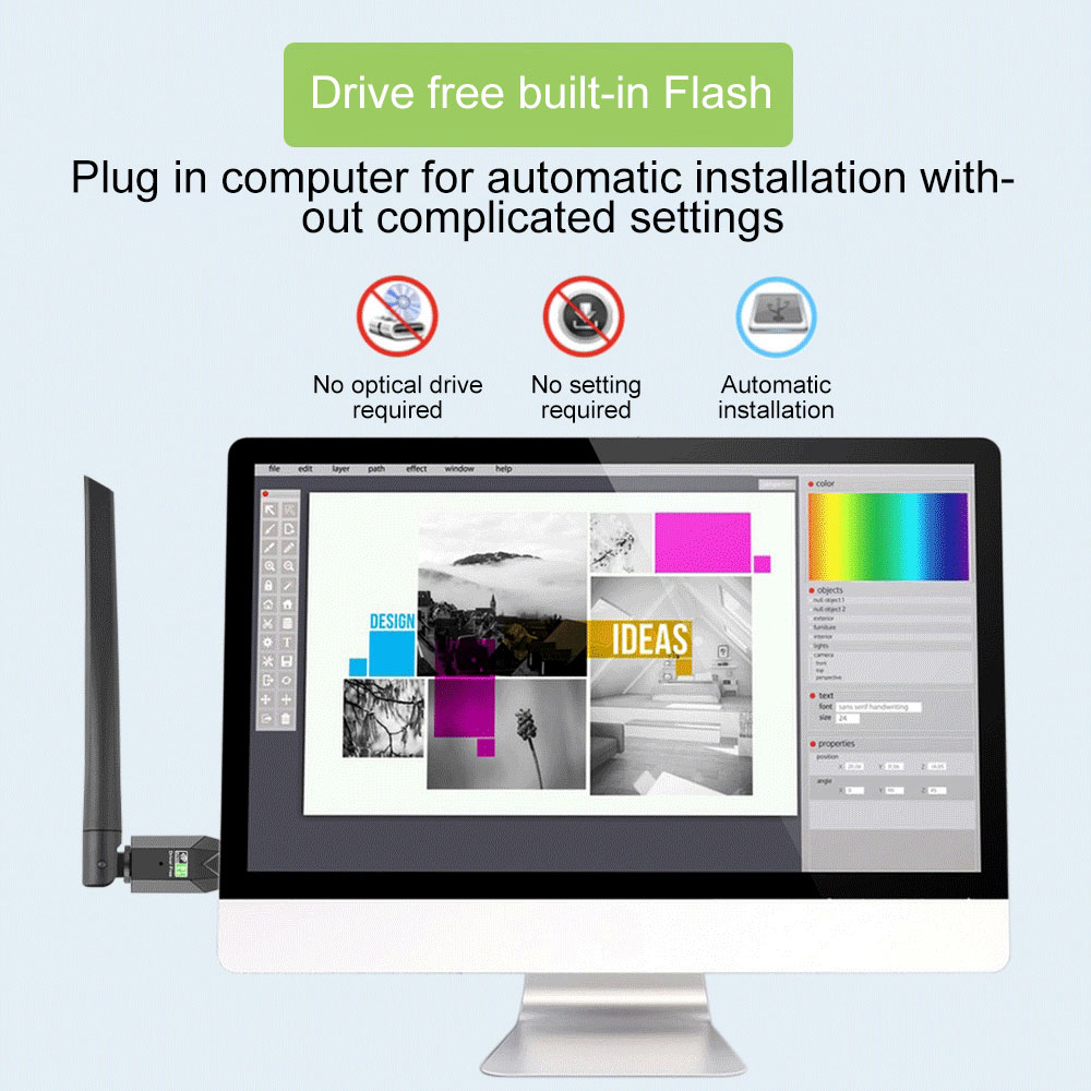 900Mbps 2 in 1 USB Bluetooth5.3 Wifi Adapter For PC BT wifi6 2.4G 5G Dongle Usb Wireless Network Card WiFi Receiver For Win10/11