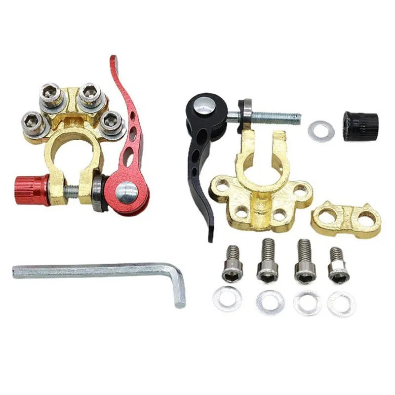 1 Pair Car Battery Terminals 12V Auto Battery Terminal Connector Battery Bornes Cable Terminal Adapter Copper Clamps Clip Screw