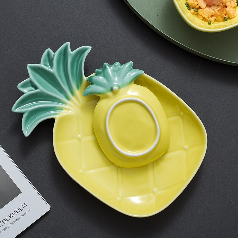 Nordisk keramik ananas ris skål tallerken sæt hjemme frugtsalat dessert skål krydderi fad hovedret sushi tallerken køkken service