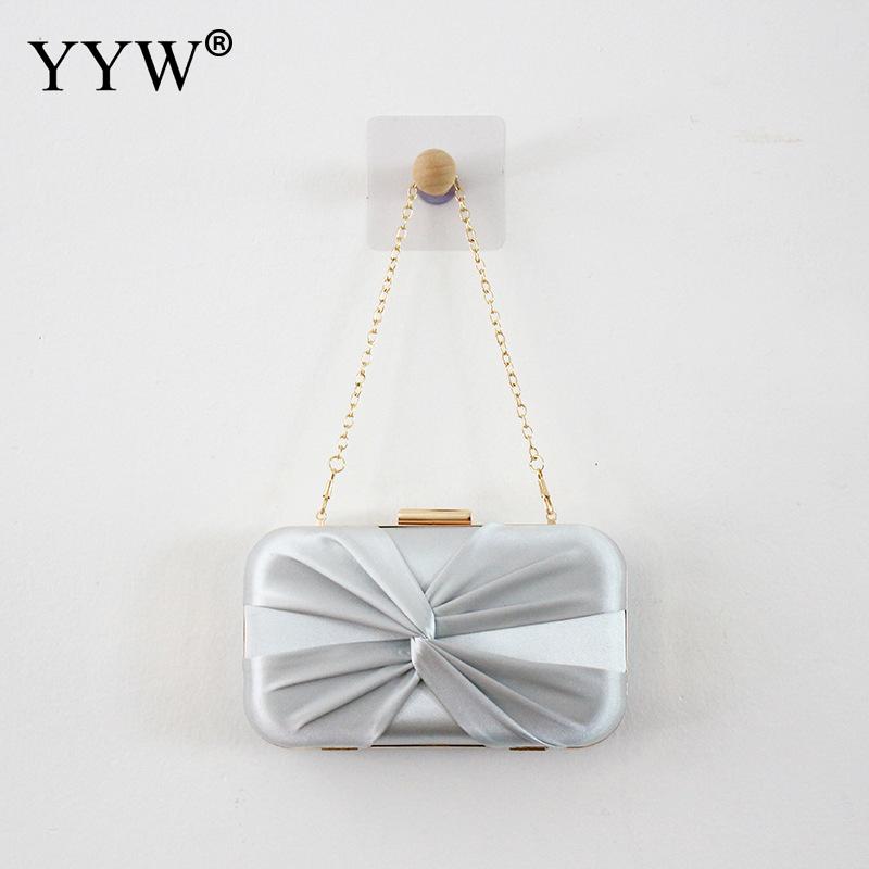 Bow Clutches Bag For Women Pink Sliver Clutch Evening Bag Bride Wedding Bags Party Handmade Chain Handbag Female Purse