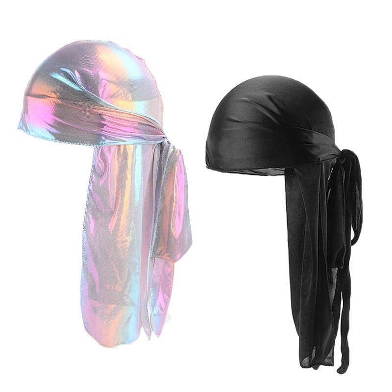 Silky Durags Men Durag Long Tail Doo Rag Black And Colorful BreathableTurban Pirate Solid Headwear 2pcs/lot: Pink