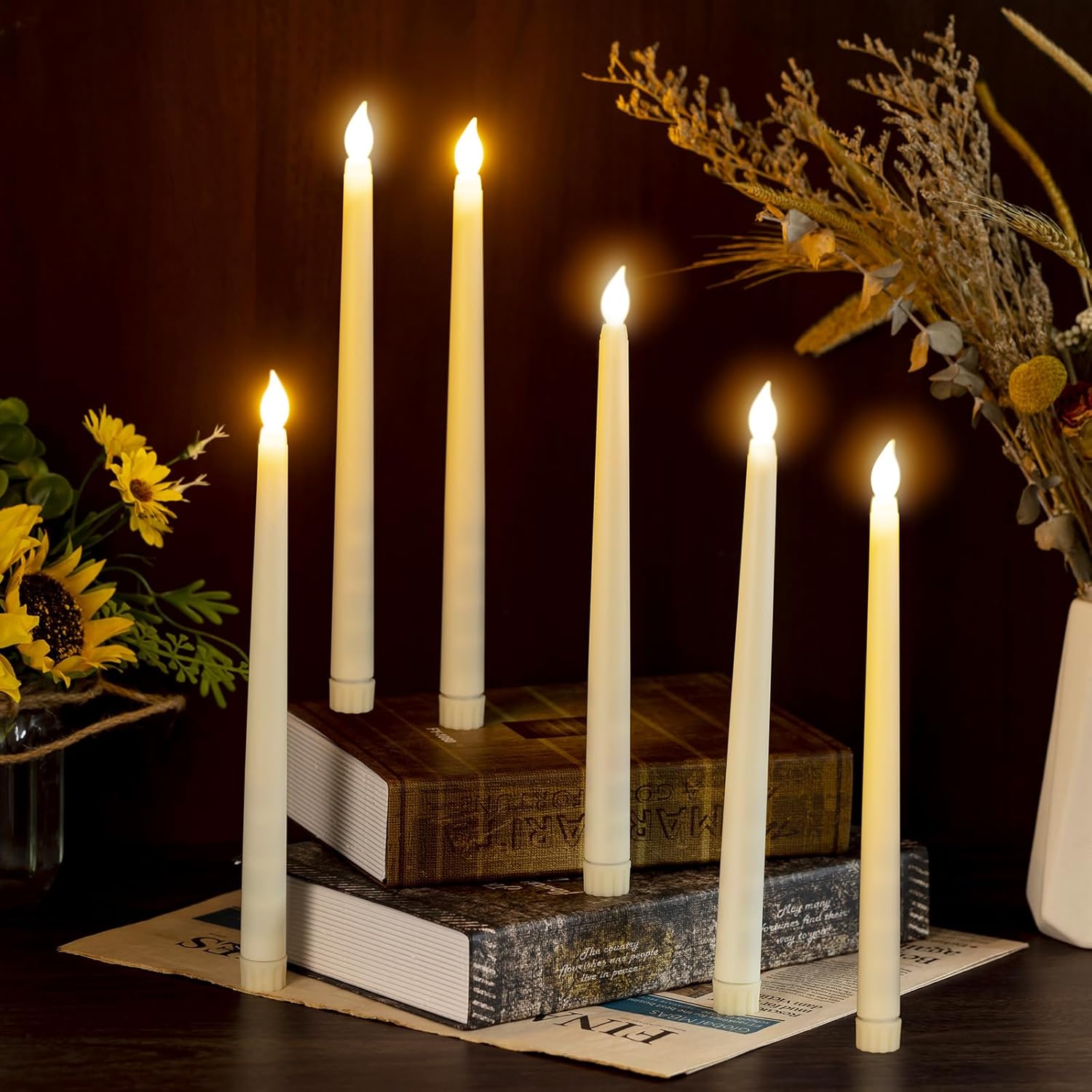Velas sin llama con pilas, velas grandes, lámparas LED de luz cálida para decoración del hogar, Navidad, de Halloween