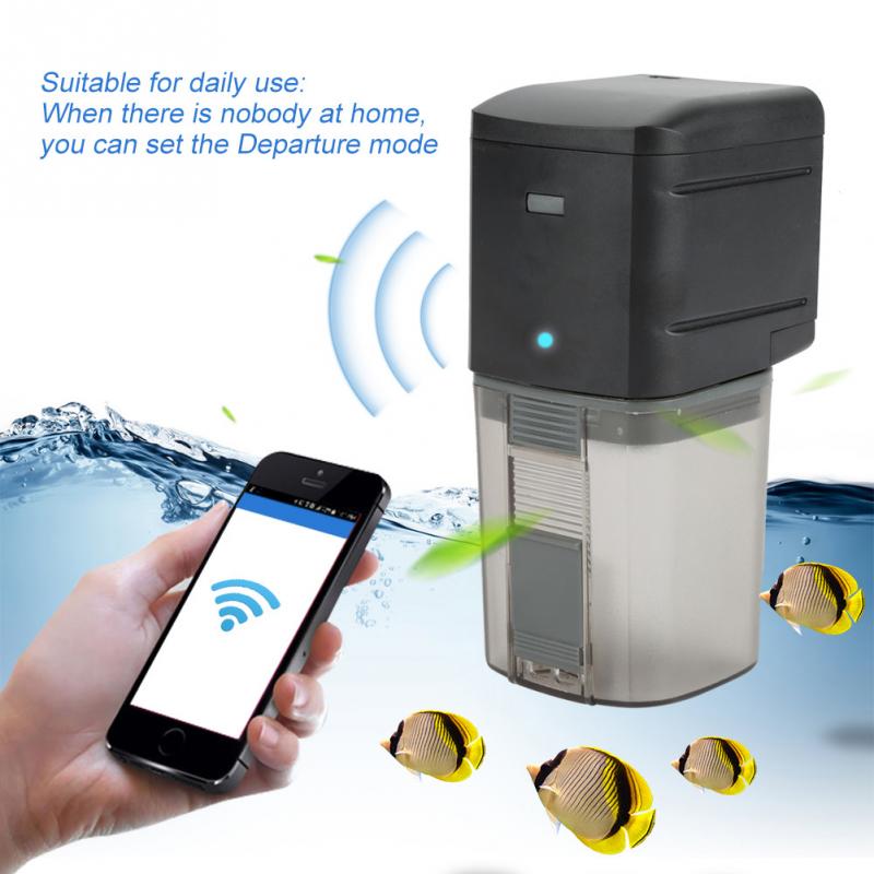 Akvarietilbehør wifi trådløs fjernbetjening fiskefoderautomat stemme smart automatisk fodermaskine fisketimer foderautomat smarte kæledyrsprodukter