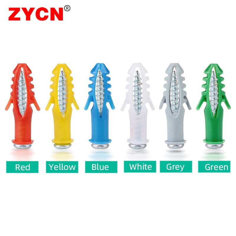 50 Set Plastic Expansion Tube Pipe Wall Anchors Plugs M6/8/10/12 MM Ribbed Color Metal With Phillips Head Screw Kit Bolt