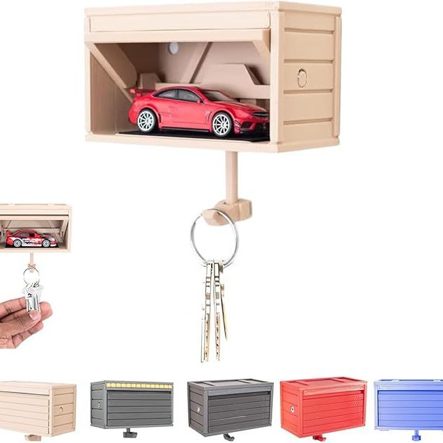 Schlüsselhalter für sterben Zauberstab, platzsparendes Schlüsselregal aus Holz, für Auto, Garage, Kleidung, Organizer, Haken mit Öffnungstür für Flur: Grau