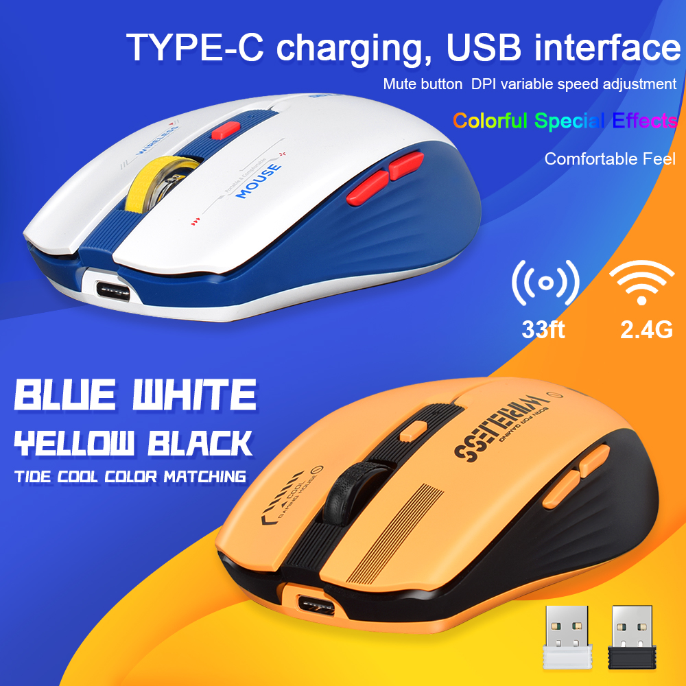 Lt -t19 ergonomisk genopladelig gamingmus usb 2.4g trådløs rgb-lys stationær pc computere bærbar computer mus