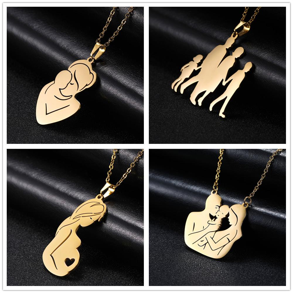 Cazador encantador colgante familiar para mamá, papá, niños, bebé, mujer embarazada, gargantilla de acero inoxidable, joyería, del Día de la madre,