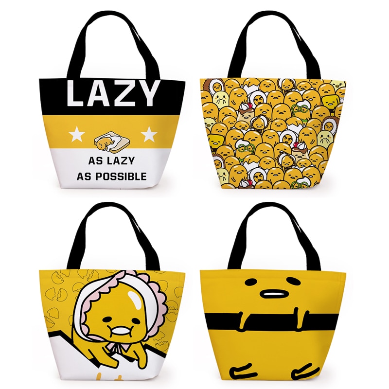 Gudetama Cartoon Cute Canvas Portable Lunch Bags Women Lunch Box Thermo Bag Office School Picnic Cooler Bag Bolsa Termica