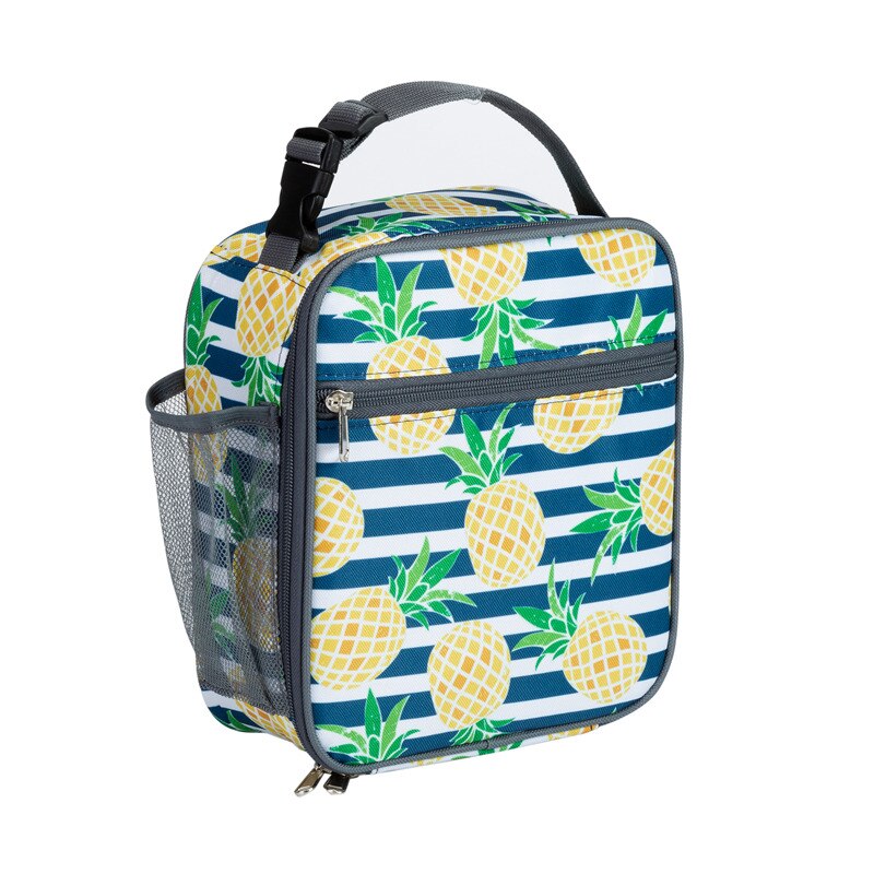 Heopono Portable BPA free Fitness Cool Box Boys Girls Children Thermal Lunch Box Kids Animal Printing School Insulated Lunch Bag: Pineapple bag / Standard Size