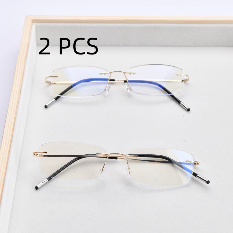 2 Stuks Pak Flexibele Ultralight Randloze Geheugen Leesbril Voor Mannen Vrouwen Anti Blauw Licht Verziend Brillen + 1.0 ~ + 3.5: YELLOW / +350