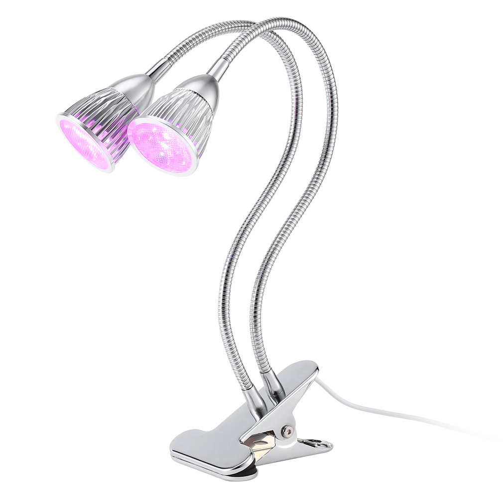 10W Double Head Gooseneck LED Plant Grow Light Clip Table Lamp Hydroponic Desk Grow Light Garden Lighting LED Grow Light
