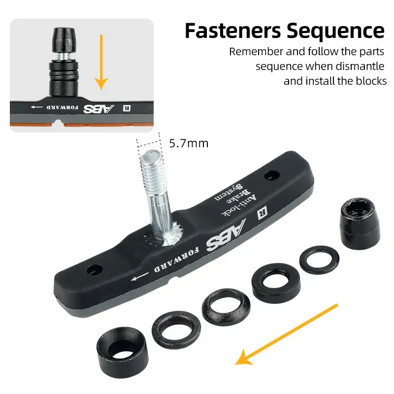 Deemount MTB V-Brake Pads Mechanical Linear Pull Brakes Dual Compound Composition All-Weather Bicycle Brake Blocks