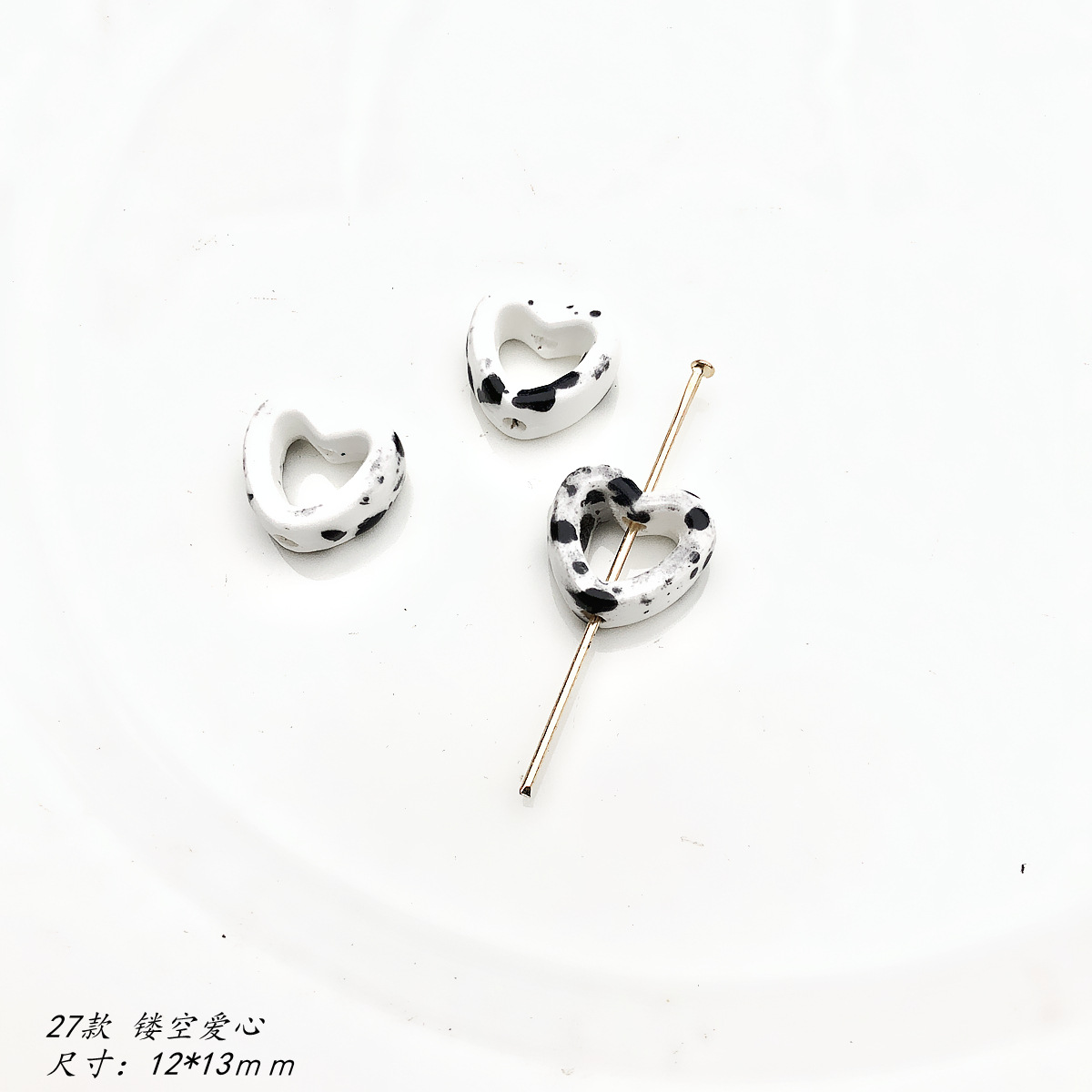 20 Stück schwarz weiß Keramik perlen DIY Porzellan verlieren Perle für Schmuck herstellung Zubehör